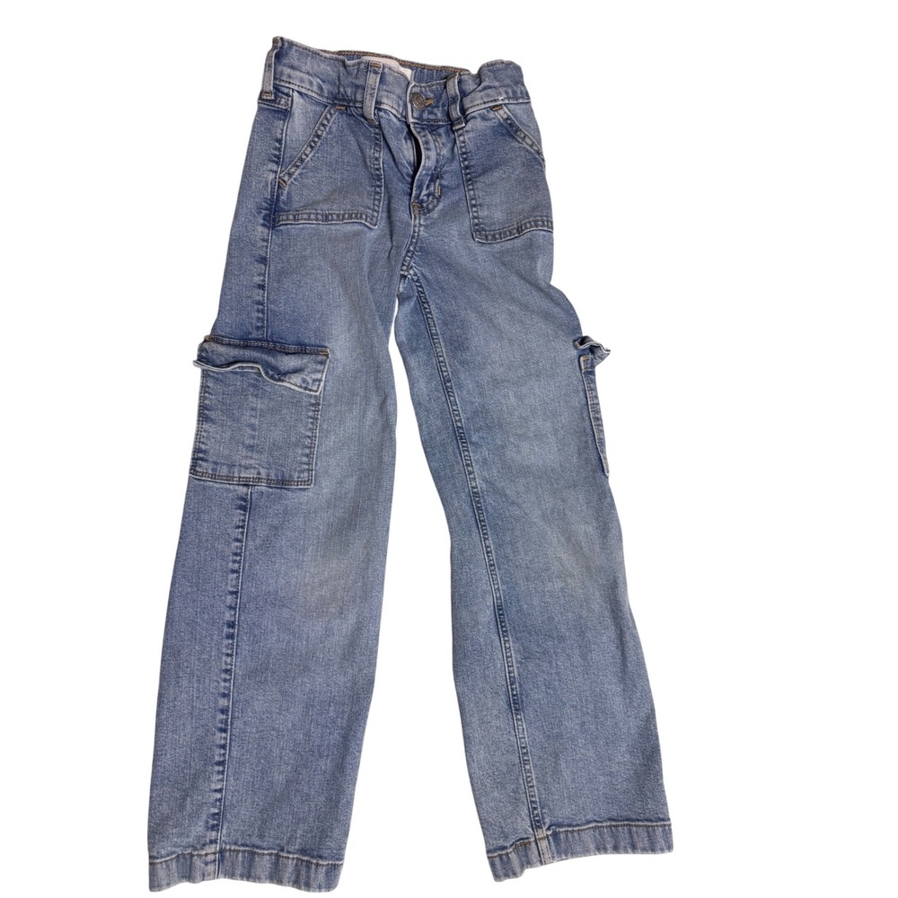 Abercrombie Kids High Rise Wide Leg Cargo Jeans Size 7/8 Long